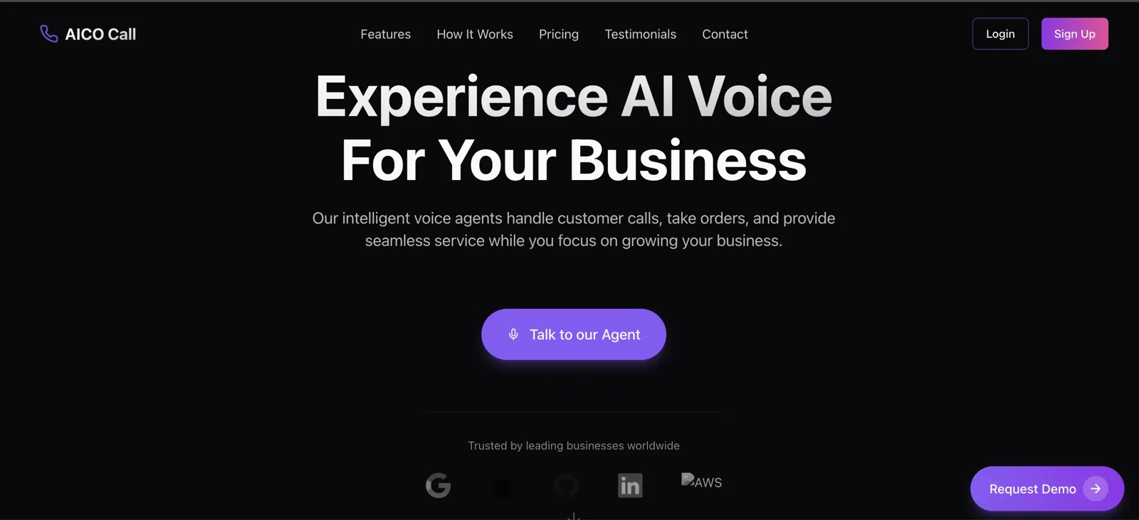 AICO Call web screen 1