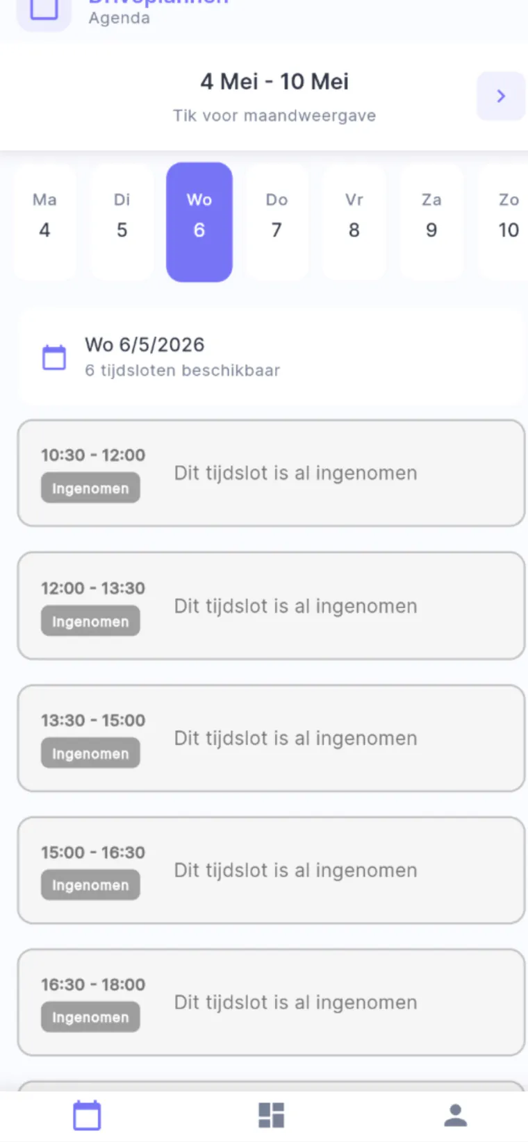 Driveplannen app screen 1