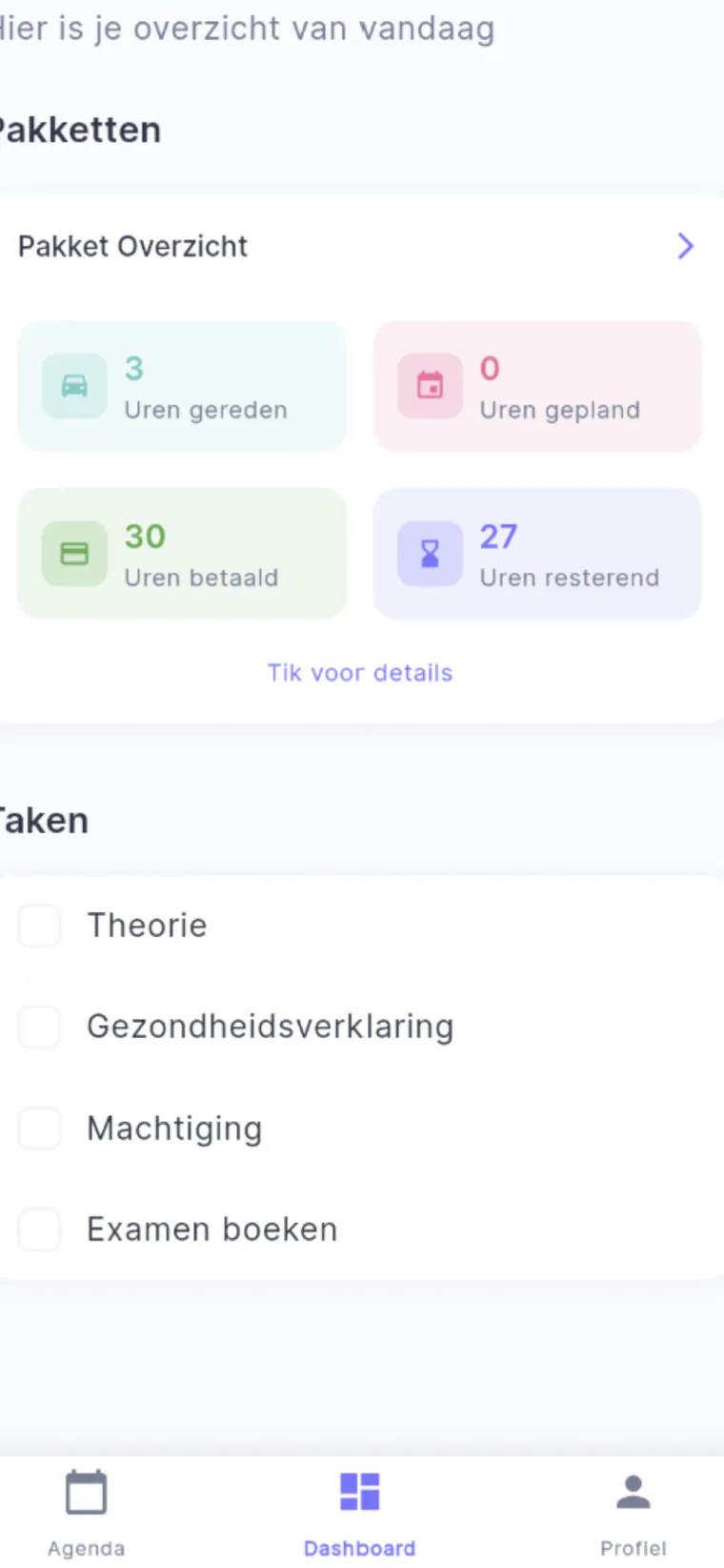 Driveplannen app screen 2