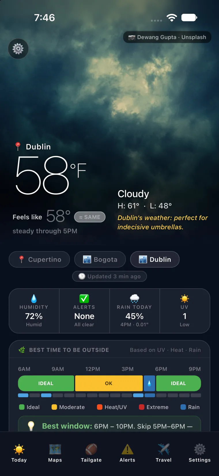 Skyven app screen 1