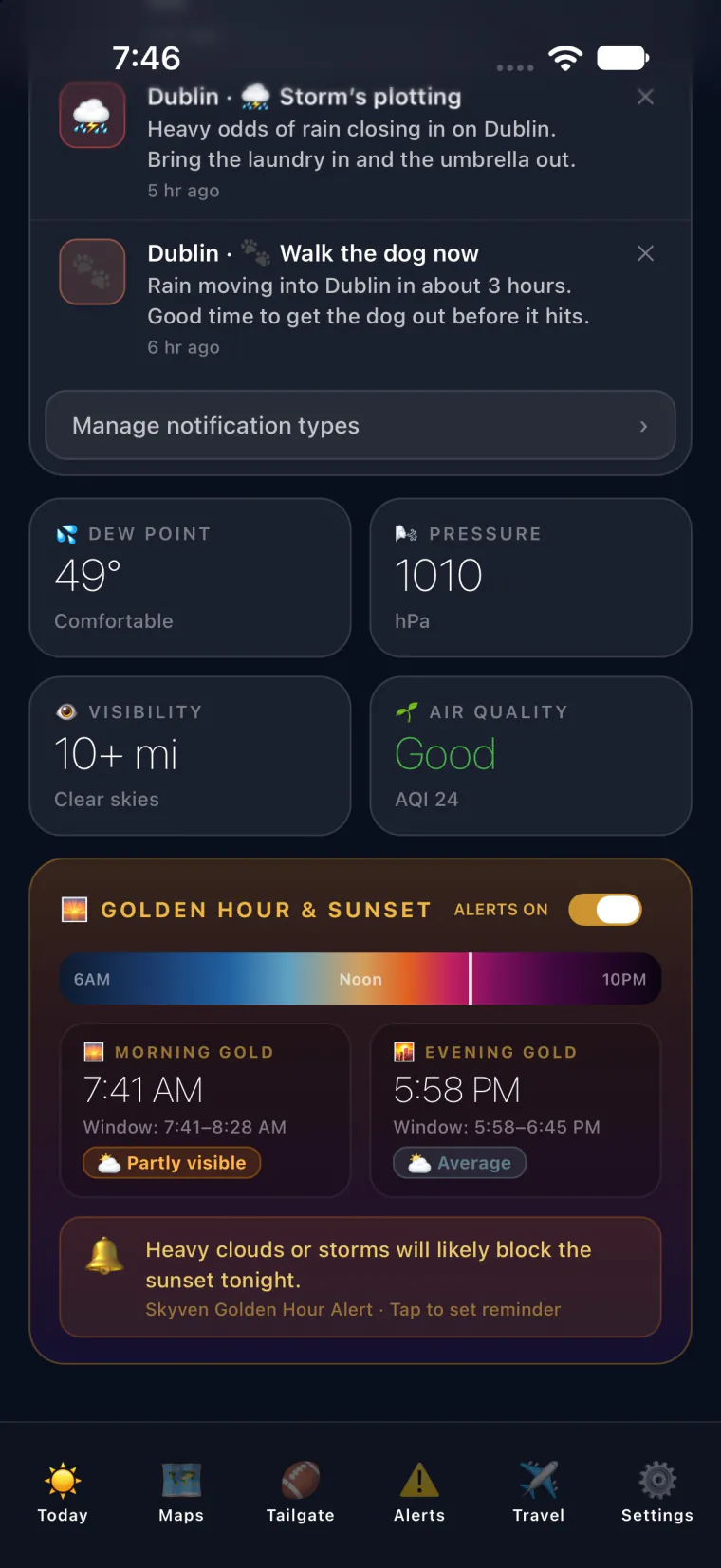 Skyven app screen 8